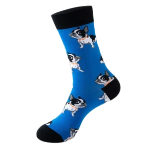 Sock Wollah – Franse Bulldog op blauw