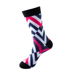Sock Wollah – Chevron donkerblauw roze