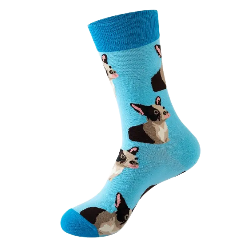 Sock Wollah – Franse Bulldog op lichtblauw Sock Wollah – Franse Bulldog op lichtblauw