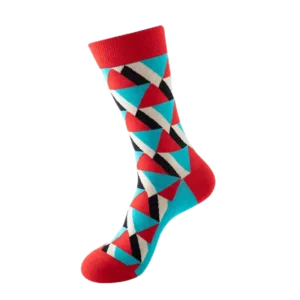 Sock Wollah – Driehoeken rood blauwgroen