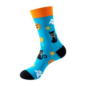 Sock Wollah – Halloween Kat op blauw