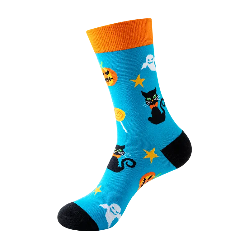 Sock Wollah – Halloween Kat op blauw Sock Wollah – Halloween Kat op blauw