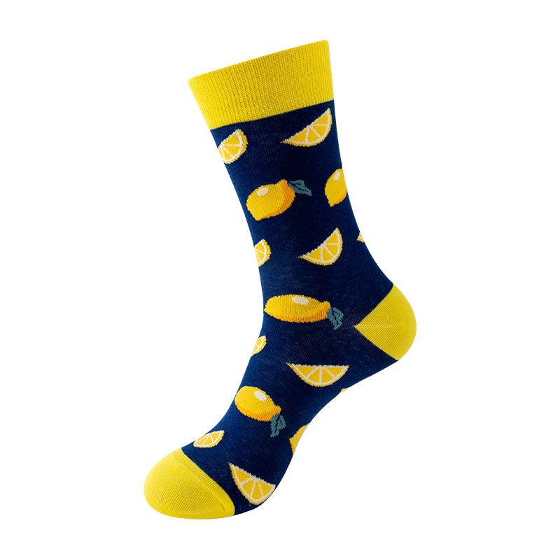 Sock Wollah – Citroenen op donkerblauw Sock Wollah – Citroenen op donkerblauw
