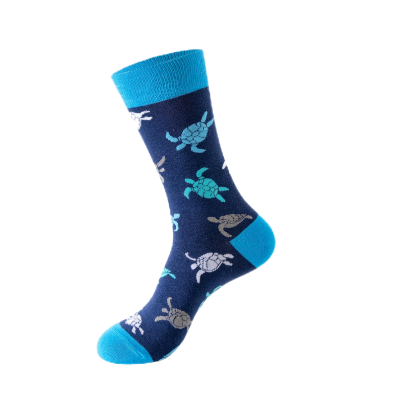 Sock Wollah – Zeeschildpadden op donkerblauw Sock Wollah – Zeeschildpadden op donkerblauw