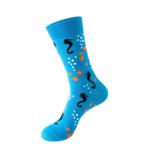 Sock Wollah – Zeepaardjes op blauw