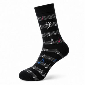 Sock Wollah – Partiture met noten en muzieksleutels in kleur op zwart