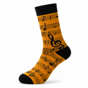 Sock Wollah – Partiture met noten en muzieksleutels op geel