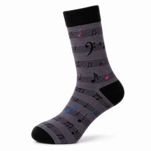 Sock Wollah – Partiture met noten en muzieksleutels in kleur op donkergrijs