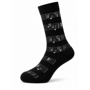 Sock Wollah – Partiture met noten en muzieksleutels op zwart