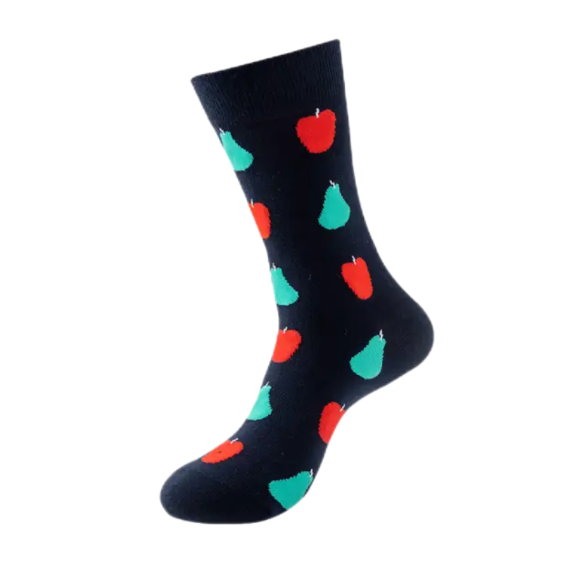 Sock Wollah – Appels en Peren op donkerblauw Sock Wollah – Appels en Peren op donkerblauw