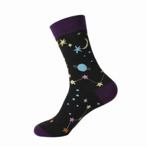 Sock Wollah – Maan en Planeten op zwart