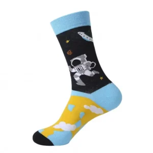Sock Wollah – Astronaut en UFO op zwart