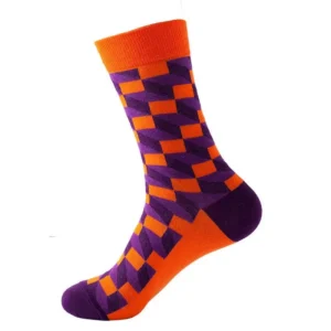 Sock Wollah – 3D Kubussen op oranje