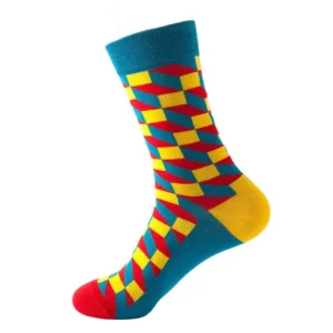 Sock Wollah – 3D Kubussen op Turquoise