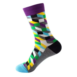 Sock Wollah – 3D Kubussen op grijs/Paars