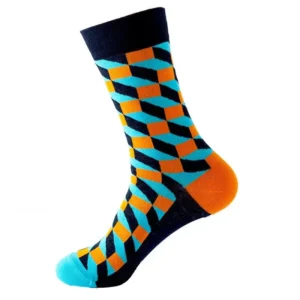 Sock Wollah – 3D Kubussen op donkerblauw