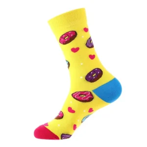 Sock Wollah – Donuts en Hartjes op geel