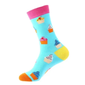 Sock Wollah – Cupcakes op lichtblauw