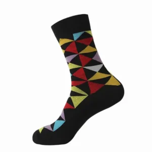 Sock Wollah – Kleurrijke Driehoeken op zwart