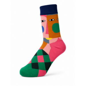 Sock Wollah – Abstract gezicht, kleurrijk