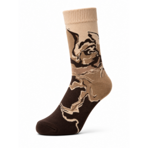 Sock Wollah – Koffie, crème achtige abstract op bruin