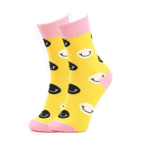 Sock Wollah – Smiley Faces op geel