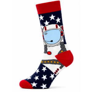 Sock Wollah – Sokken met Astronaut op Amerikaanse Vlag Achtergrond