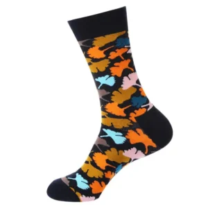 Sock Wollah – Ginkgo Bladeren op zwart