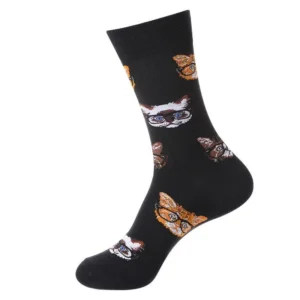 Sock Wollah – Katten met Bril op zwart
