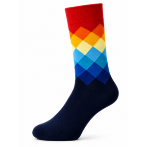 Sock Wollah – Geometrische Patronen op donkerblauw met Kleurverloop