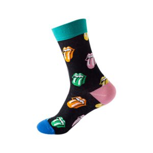 Sock Wollah – Gekleurde Lippen op zwart
