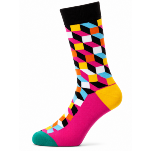 Sock Wollah – Gekleurde Figuren op roze
