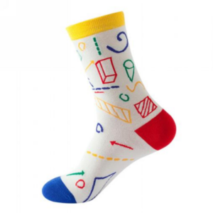 Sock Wollah – Geometrische Figuren op wit