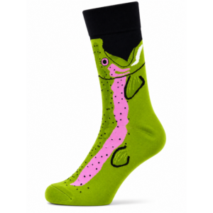 Sock Wollah – Sokken met groen-Roze Bijtende Vis op zwart