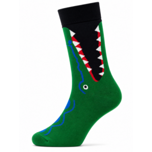 Sock Wollah – Sokken met groene Bijtende Krokodil op zwart