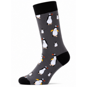 Sock Wollah – Sokken met Pinguïns op grijs