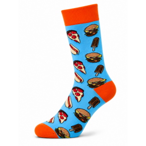 Sock Wollah – Sokken met Pizza, Hamburgers, IJs en Hotdogs op lichtblauw