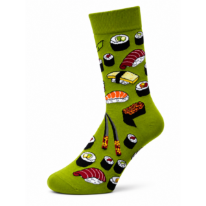 Sock Wollah – Sokken met Sushi en Sashimi op groen