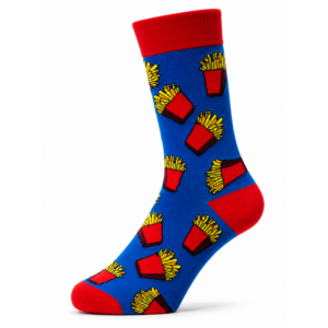 Sock Wollah – Sokken met Franse Frites op blauw