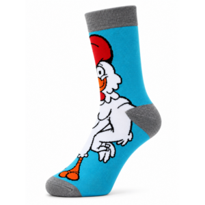 Sock Wollah – Sokken met Haan Cartoon op lichtblauw