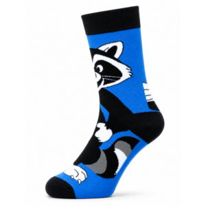 Sock Wollah – Sokken met Wasbeer Cartoon op donkerblauw