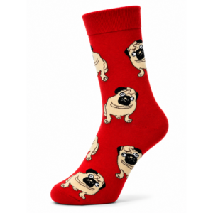 Sock Wollah – Sokken met Pugs op rood