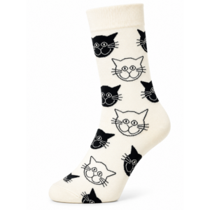Sock Wollah – Sokken met Kattenkop op crème