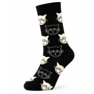 Sock Wollah – Sokken met Kattenkop op zwart