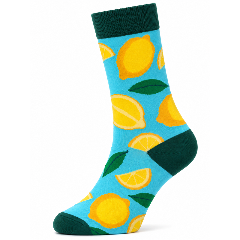 Sock Wollah – Citroenen op blauwgroen Sock Wollah – Citroenen op blauwgroen