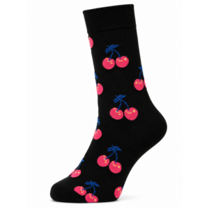 Sock Wollah – Roze kersen met steel op zwart