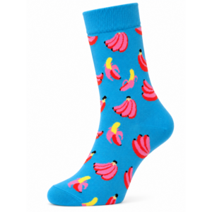 Sock Wollah – Roze Bananen op lichtblauw