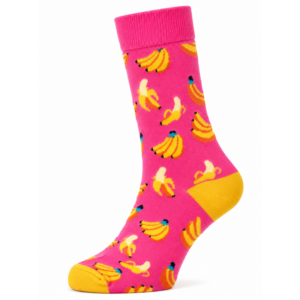 Sock Wollah – Bananen op roze-rood