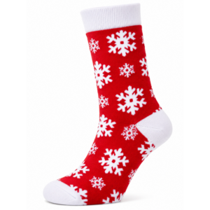 Sock Wollah – Gestyleerde Sneeuwvlokken op rood