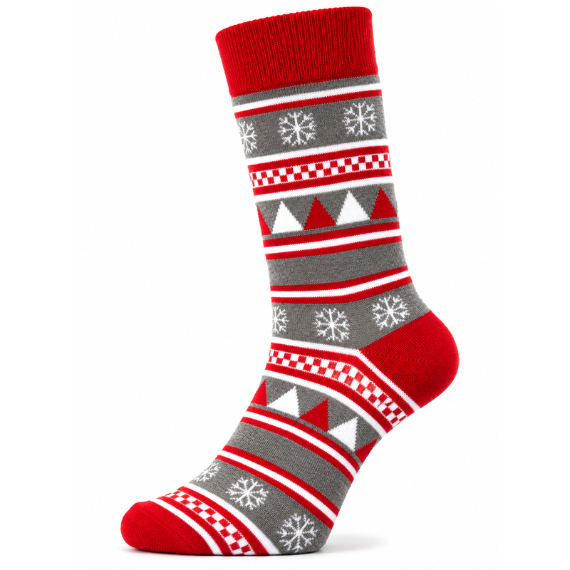 Sock Wollah – Diversen kerstpatronen in wit en rood op grijs Sock Wollah – Diversen kerstpatronen in wit en rood op grijs